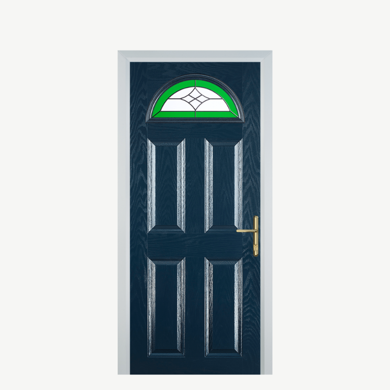 Door D 4 Panel 1 Arch Blue Crystal Harmony Green image 0