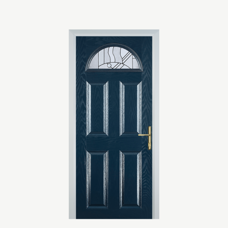 Door D 4 Panel 1 Arch Blue Zinc Art Abstract image 0