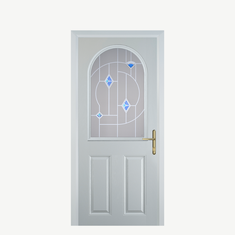Door E 2 Panel 1 Arch White Murano Blue image 0