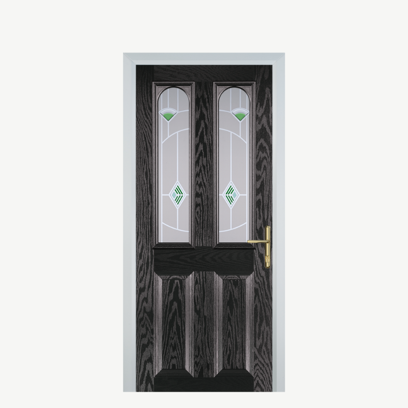 Door A 2 Panel 2 Arch Black Brown Murano Green image 0