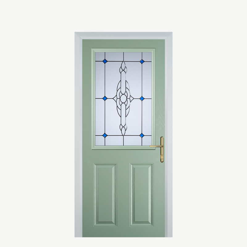 Door F 2 Panel 1 Square Chartwell Green Crystal Bohemia Blue image 0
