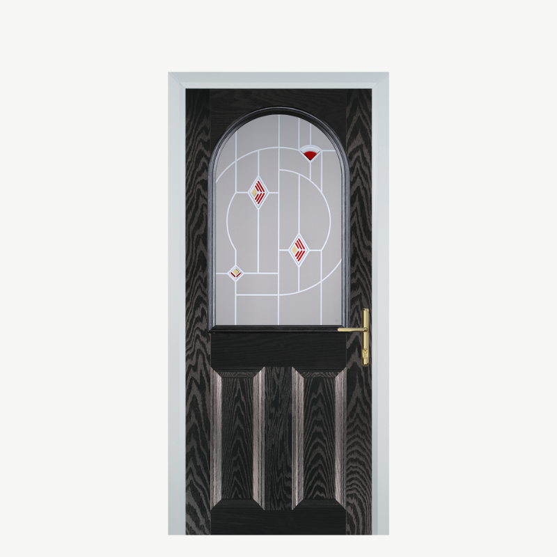 Door E 2 Panel 1 Arch Black Brown Murano Red image 0