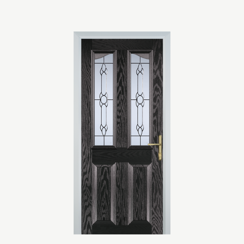 Door B 2 Panel 2 Angle Black Brown Crystal Bohemia image 0