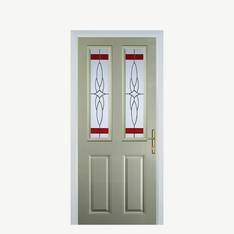 Door C 2 Panel 2 Square Pebble Grey Crystal Harmony Red image 0