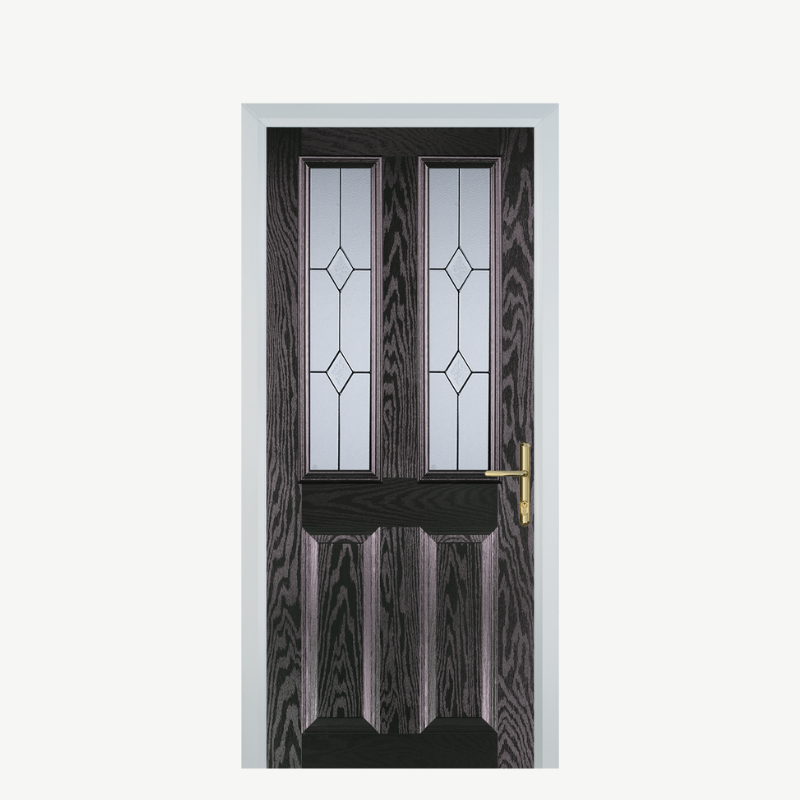 Door C 2 Panel 2 Square Black Brown Classic image 0
