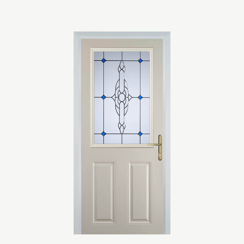 Door F 2 Panel 1 Square Cream Crystal Bohemia Blue image 0