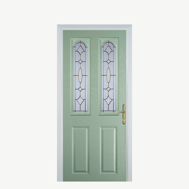 Door A 2 Panel 2 Arch Chartwell Green Brass Art Clarity image 0