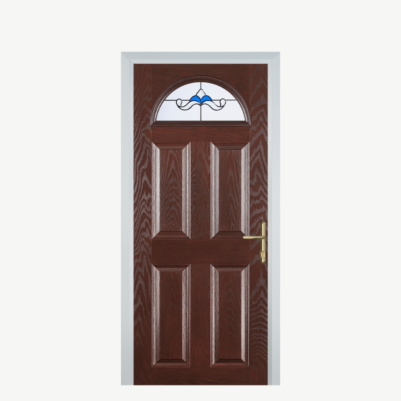 Door D 4 Panel 1 Arch Dark Wood Crystal Bohemia Blue image 0