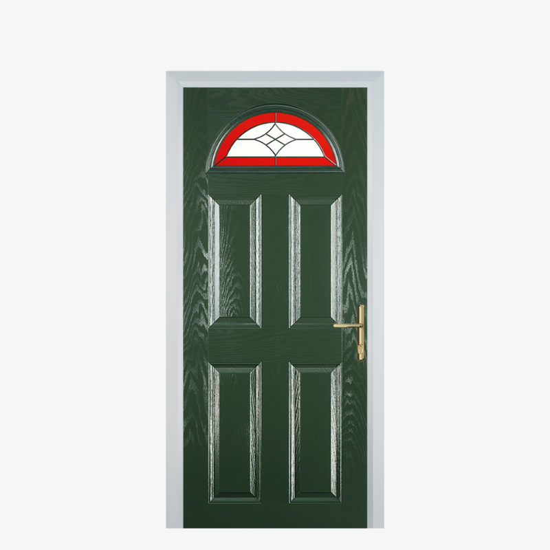Door D 4 Panel 1 Arch Green Crystal Harmony Red image 0