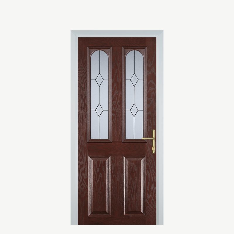 Door A 2 Panel 2 Arch Dark Wood Classic image 0