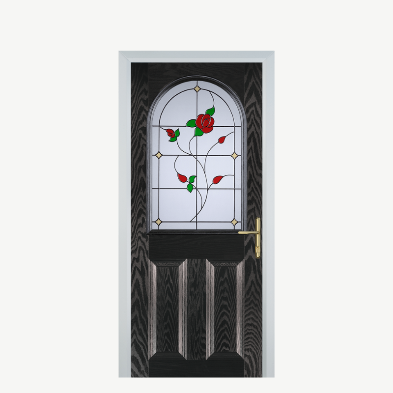 Door E 2 Panel 1 Arch Black Brown English Rose image 0
