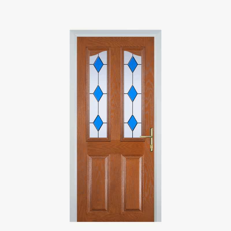 Door B 2 Panel 2 Angle Oak 3 Drop Diamond Blue image 0