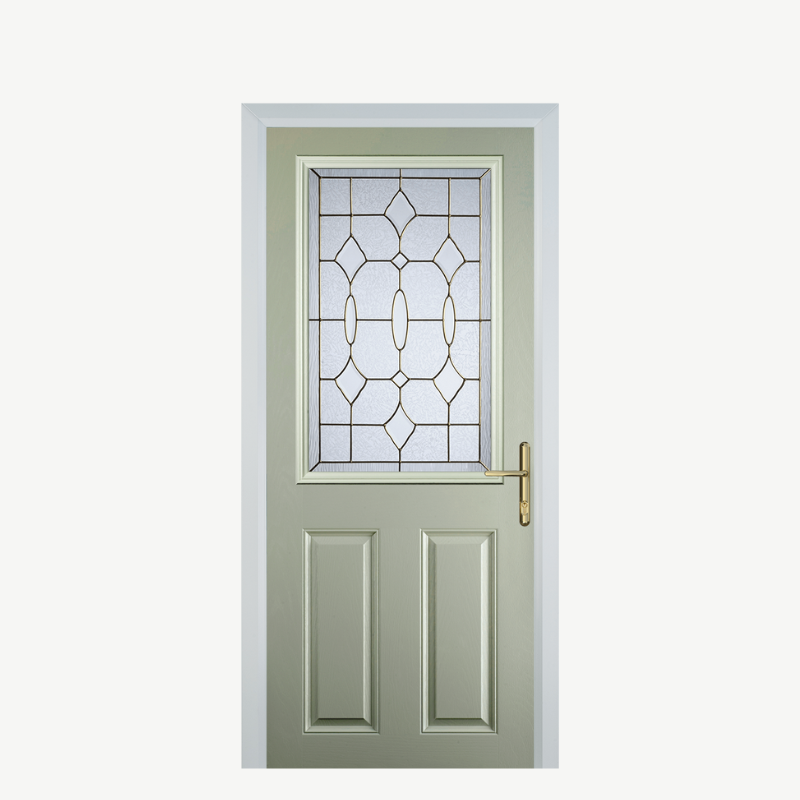 Door F 2 Panel 1 Square Pebble Grey Brass Art Clarity image 0
