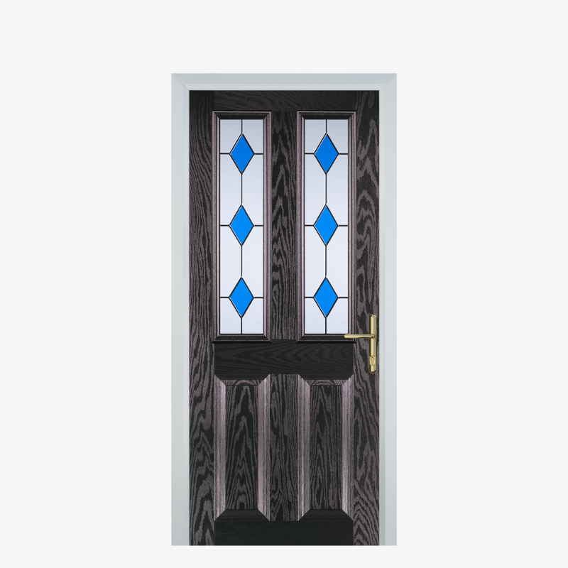 Door C 2 Panel 2 Square Black Brown 3 Drop Diamond Blue image 0