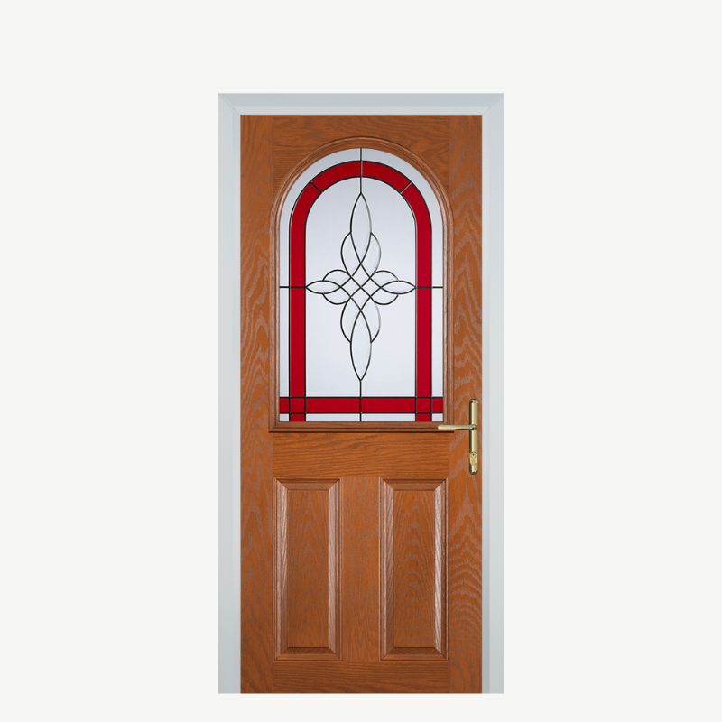 Door E 2 Panel 1 Arch Oak Crystal Harmony Red image 0