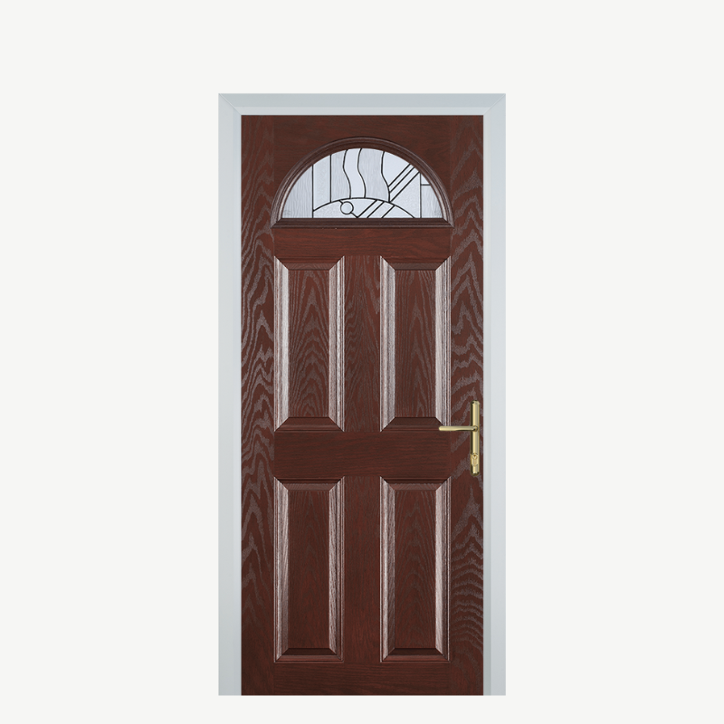Door D 4 Panel 1 Arch Dark Wood Zinc Art Abstract image 0