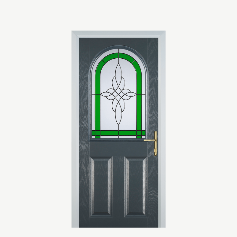 Door E 2 Panel 1 Arch Grey Crystal Harmony Green image 0