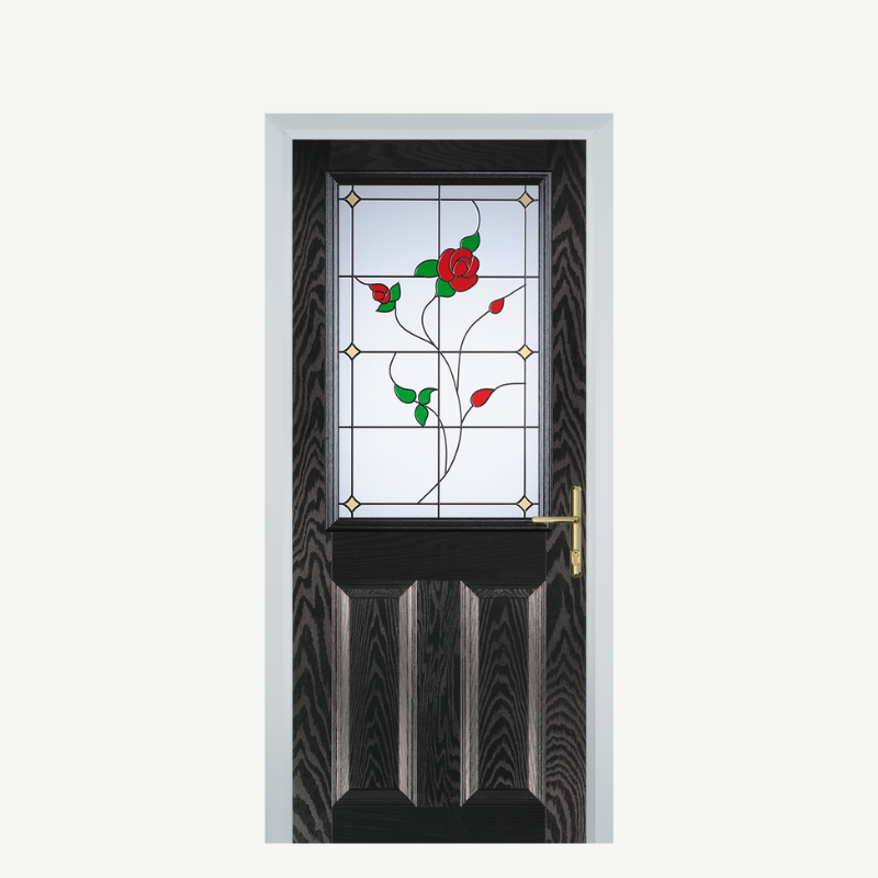 Door F 2 Panel 1 Square Black Brown English Rose image 0