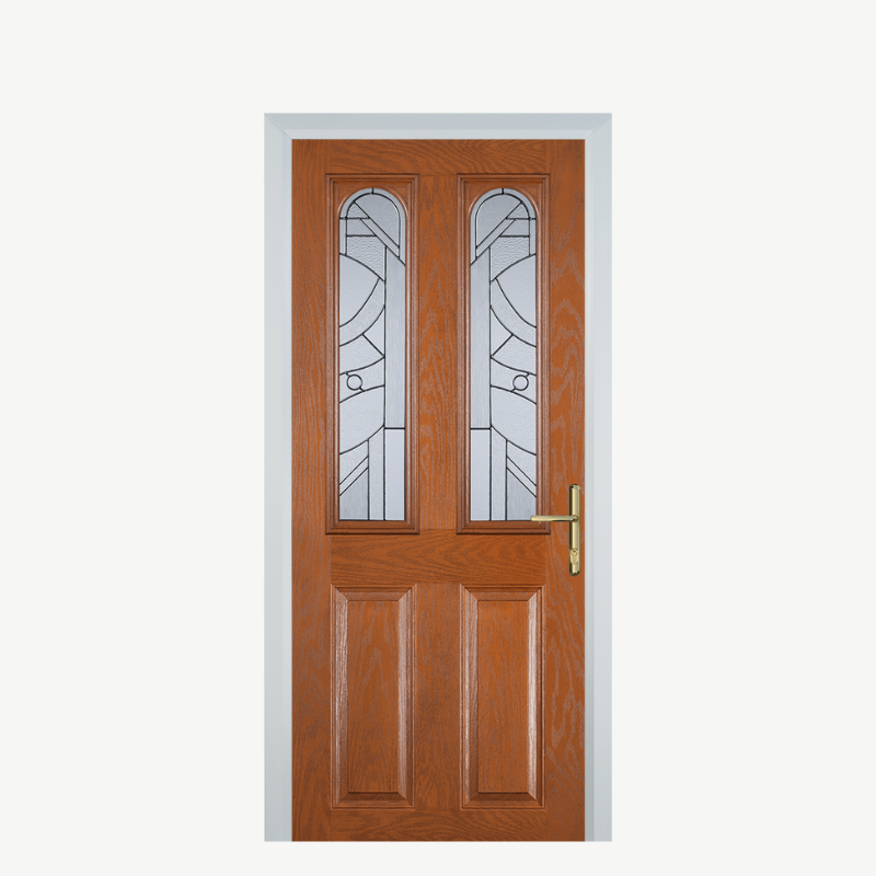 Door A 2 Panel 2 Arch Oak Zinc Art Abstract image 0