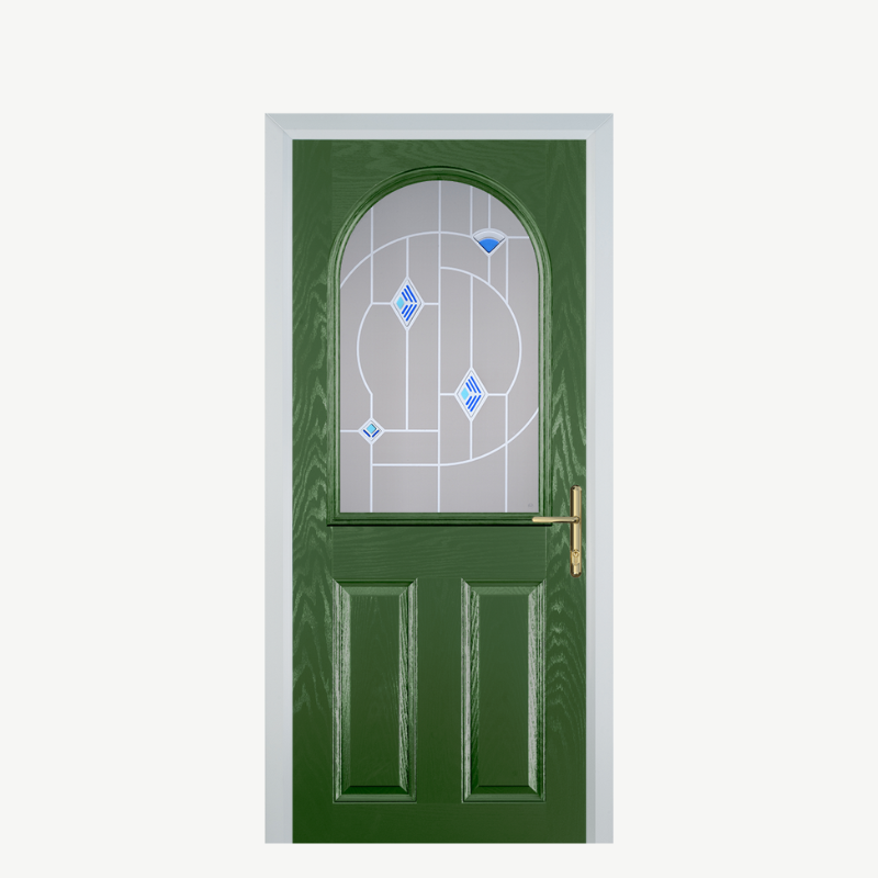Door E 2 Panel 1 Arch Fern Green Murano Blue image 0