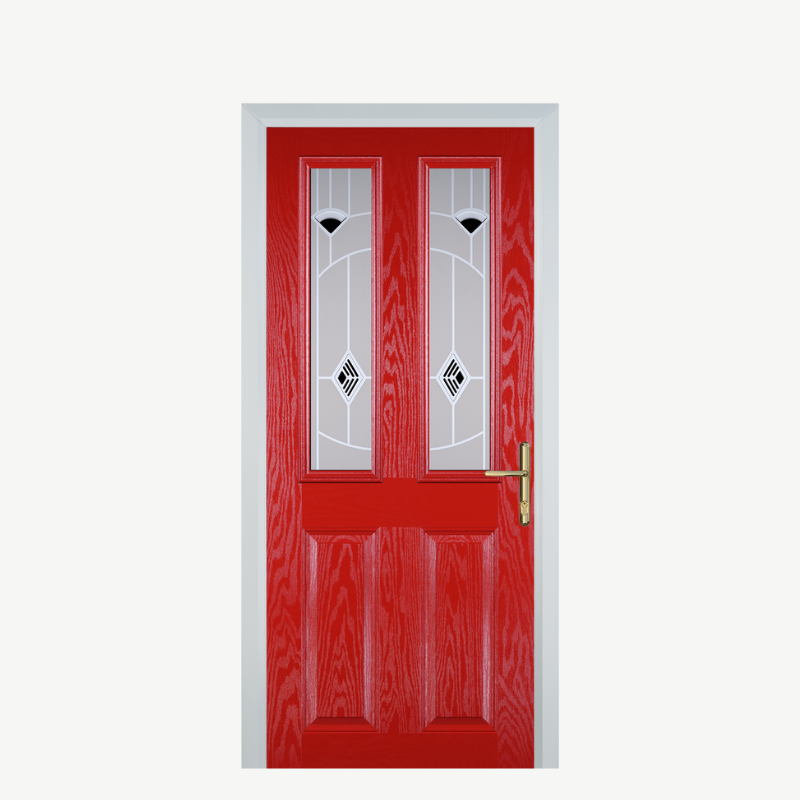 Door C 2 Panel 2 Square Poppy Red (High Gloss) Murano Black image 0