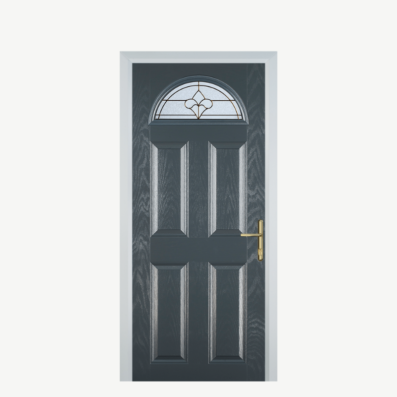 Door D 4 Panel 1 Arch Grey Brass Art Clarity image 0
