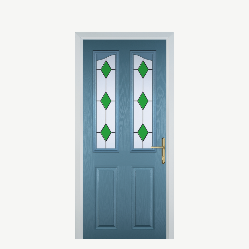 Door B 2 Panel 2 Angle Pastel Blue 3 Drop Diamond Green image 0