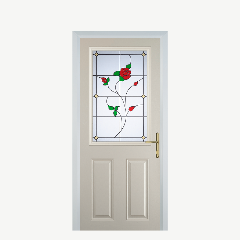 Door F 2 Panel 1 Square Cream English Rose image 0