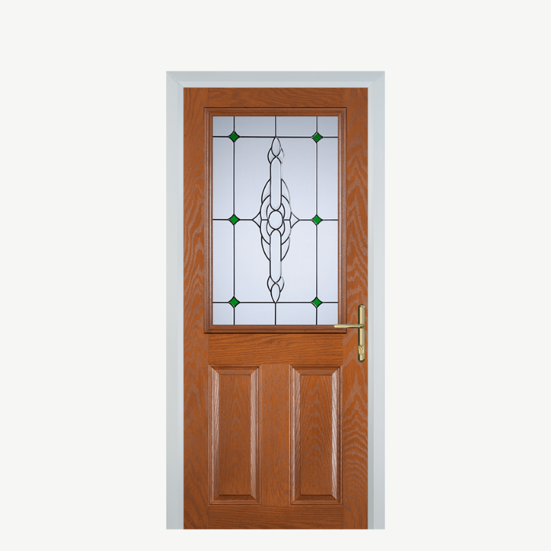 Door F 2 Panel 1 Square Oak Crystal Bohemia Green image 0