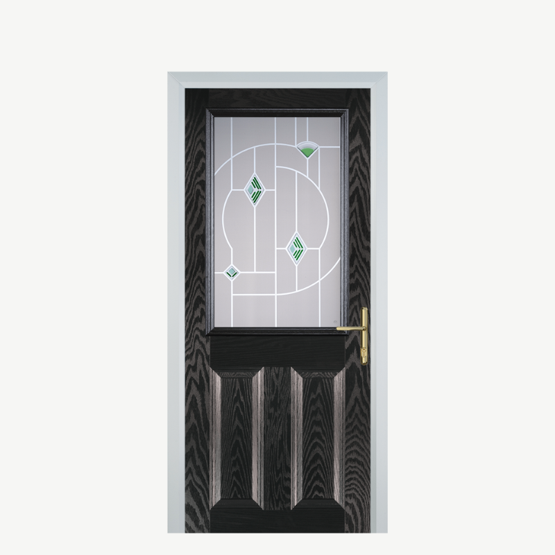 Door F 2 Panel 1 Square Black Brown Murano Green image 0