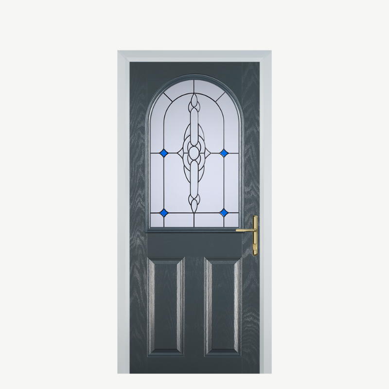 Door E 2 Panel 1 Arch Grey Crystal Bohemia Blue image 0