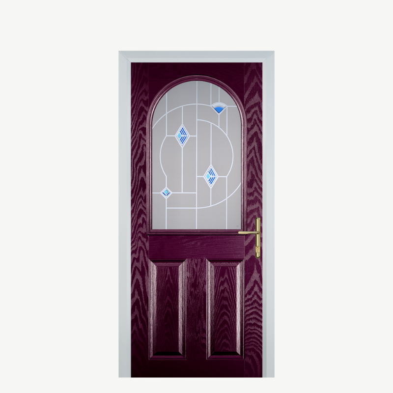 Door E 2 Panel 1 Arch Purple Violet Murano Blue image 0