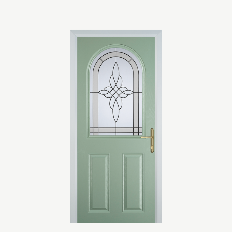 Door E 2 Panel 1 Arch Chartwell Green Crystal Harmony Frost image 0