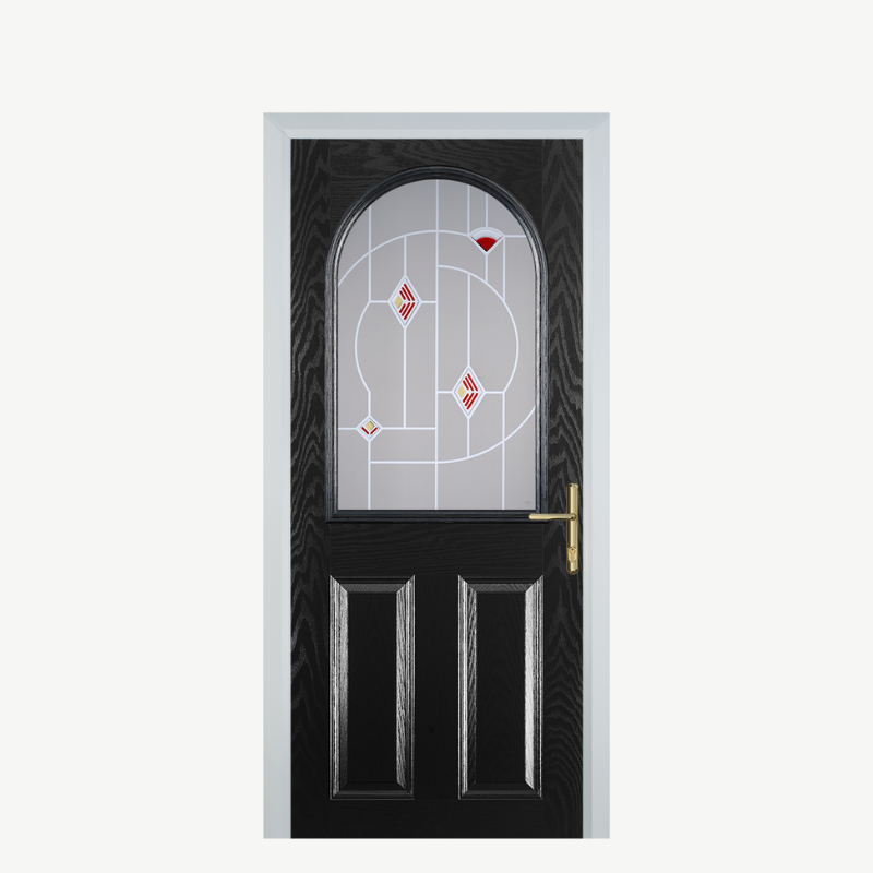 Door E 2 Panel 1 Arch Black Murano Red image 0