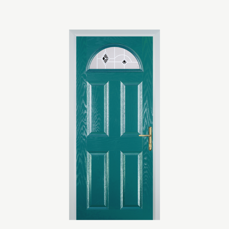 Door D 4 Panel 1 Arch Turquoise Blue Murano Black image 0