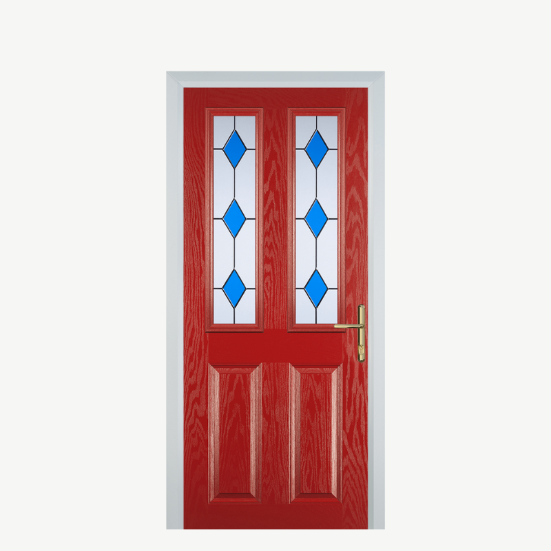 Door C 2 Panel 2 Square Red 3 Drop Diamond Blue image 0