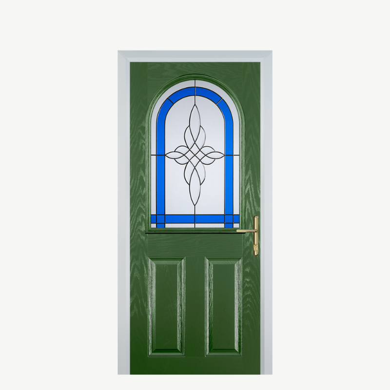 Door E 2 Panel 1 Arch Fern Green Crystal Harmony Blue image 0