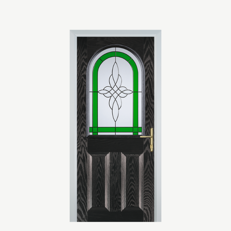 Door E 2 Panel 1 Arch Black Brown Crystal Harmony Green image 0