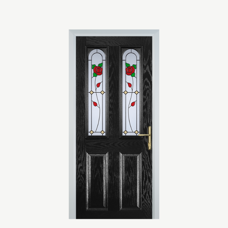 Door A 2 Panel 2 Arch Black English Rose image 0