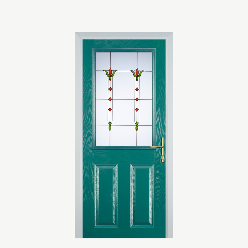 Door F 2 Panel 1 Square Turquoise Blue Fleur image 0