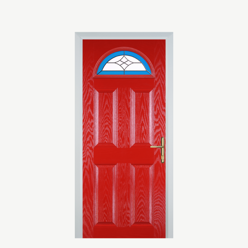 Door D 4 Panel 1 Arch Poppy Red (High Gloss) Crystal Harmony Blue image 0