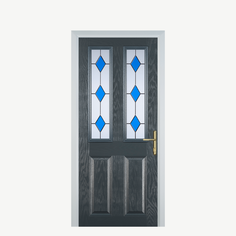 Door C 2 Panel 2 Square Grey 3 Drop Diamond Blue image 0