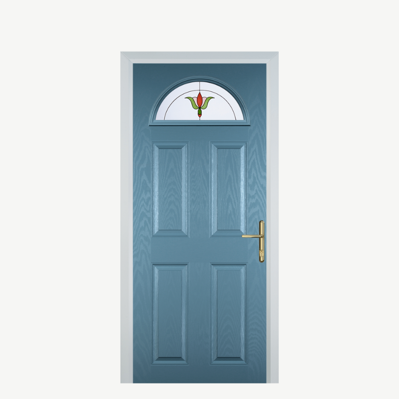 Door D 4 Panel 1 Arch Pastel Blue Fleur image 0