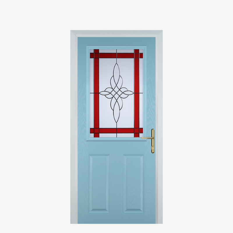 Door F 2 Panel 1 Square Duck Egg Blue Crystal Harmony Red image 0