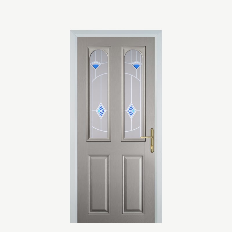 Door A 2 Panel 2 Arch Agate Grey Murano Blue image 0