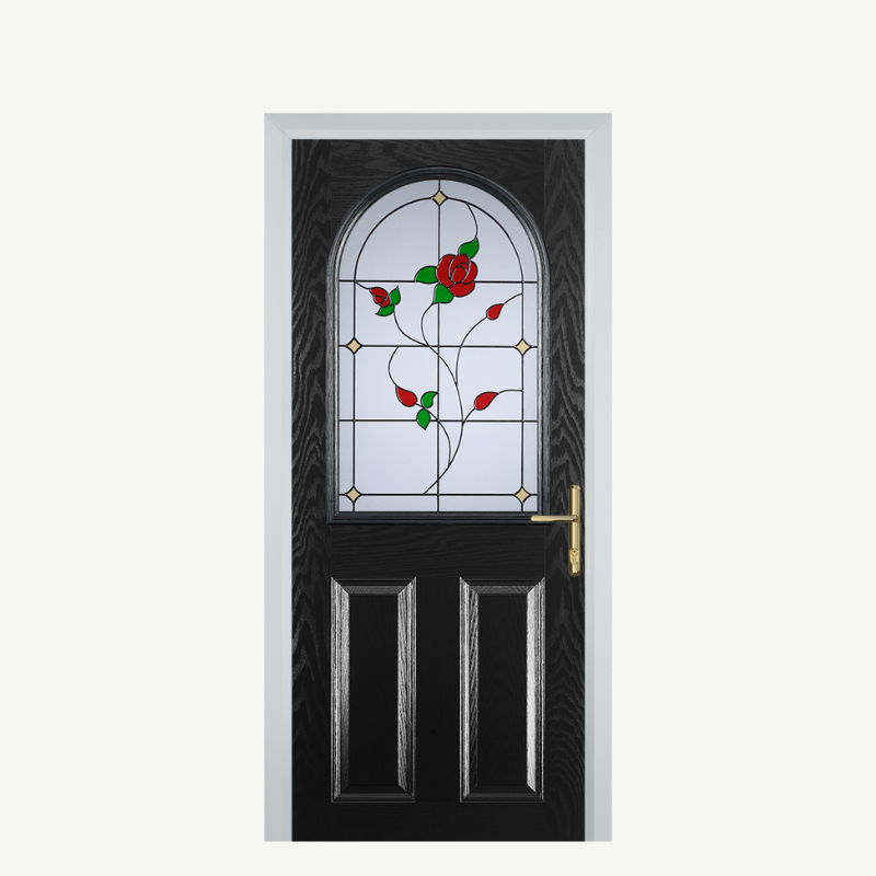 Door E 2 Panel 1 Arch Black English Rose image 0