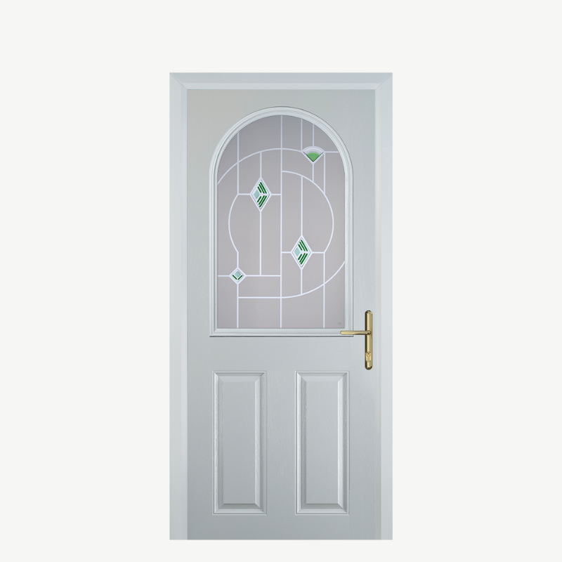 Door E 2 Panel 1 Arch White Murano Green image 0