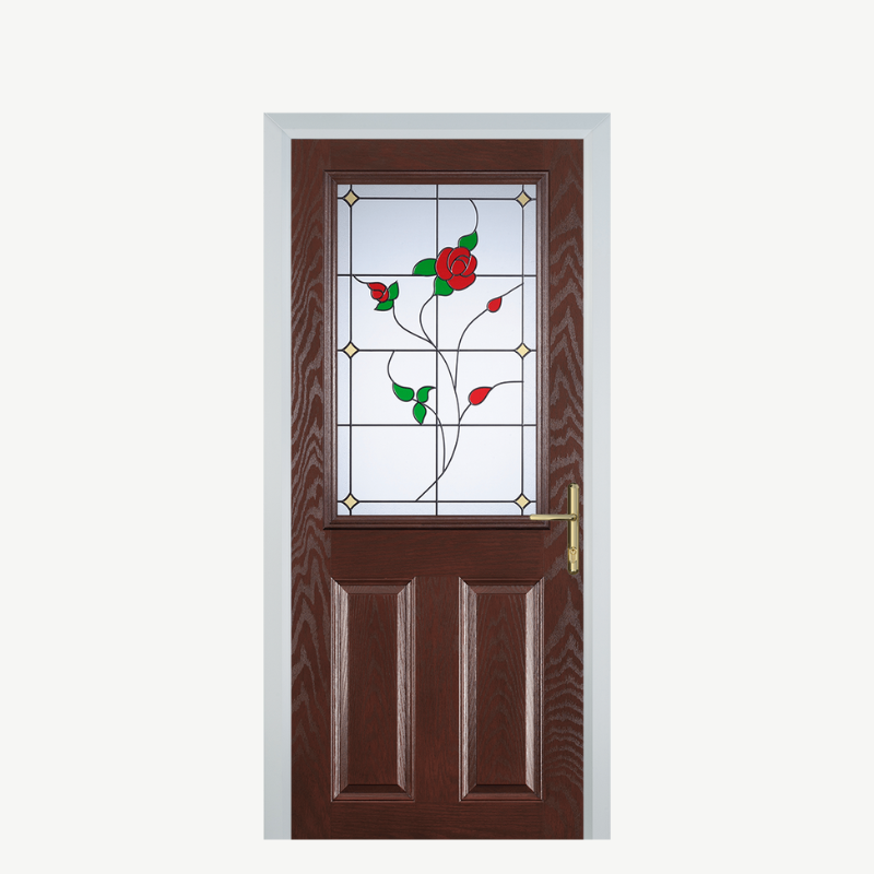 Door F 2 Panel 1 Square Dark Wood English Rose image 0