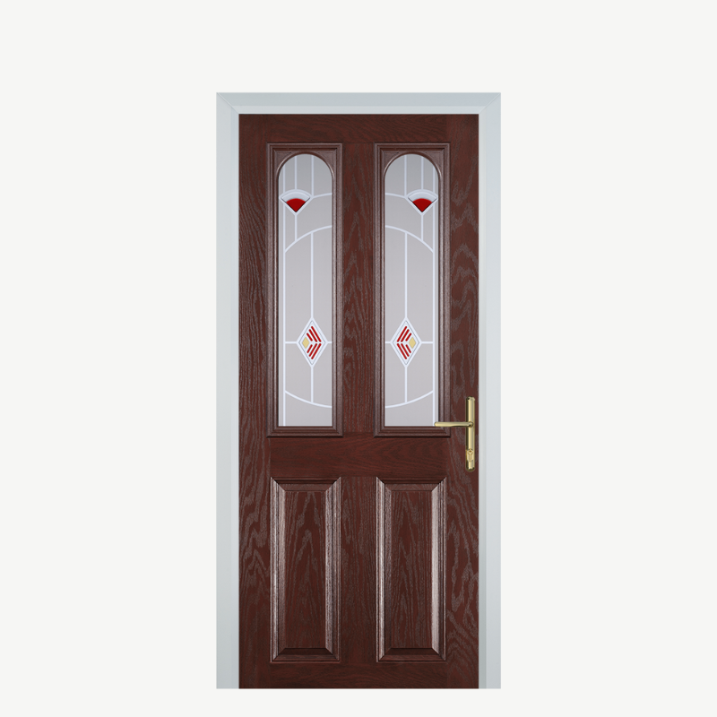 Door A 2 Panel 2 Arch Dark Wood Murano Red image 0