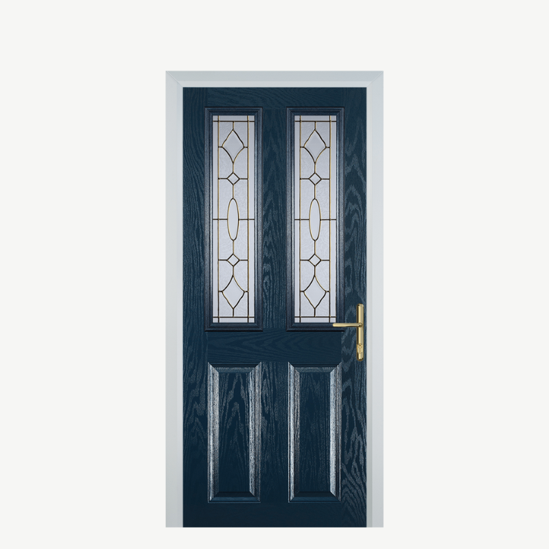 Door C 2 Panel 2 Square Blue Brass Art Clarity image 0